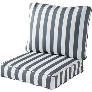 Greendale Home Fashions AZ7820 Sitzkissen-Set, tief, Baldachin, gestreift, Grau