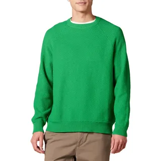 Amazon Essentials Herren Oversize-Pullover mit Rundhalsausschnitt aus strukturierter Baumwolle, Grün, L