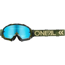 O'NEAL | Fahrrad- & Motocross-Brille | MX MTB DH FR Downhill Freeride | Hochwertige 1,2 mm-3D-Linse für ultimative Klarheit, UV-Schutz | B-10 Goggle Camo V.22 | Army Grün - Blau Verspiegelt | OneSize