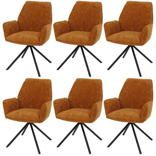 Mendler Esszimmerstuhl HWC-G67 Chenille senfgelb 6er Set