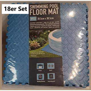 NEU Set Poolunterlage Poolmatte Schutzmatte Spielmatte für Garten Fitness Arbeit - blau - 38,5cm X 1cm X 38,5cm