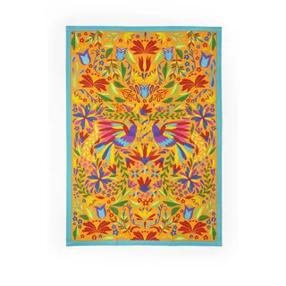 Excelsa Mexican Flowers Geschirrtuch, 100% Baumwolle, 70 x 50 cm, mit Knopfloch