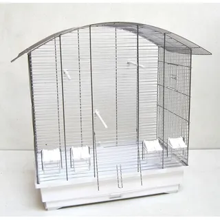 Vogelkäfig Ula, Vogelheim mit Zubehör, Chrom/Weiß