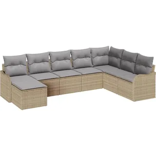 vidaXL Gartensofa-set 8 stk. Beige und Hellgrau Poly-Rattan - Beige