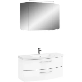 Pelipal Badezimmer , Weiß Hochglanz , Holzwerkstoff , 3-teilig , 6 Fächer , 2 Schublade(n),2 Schublade(n) Schubladen , 101 cm , Made in Germany , hängend, Zusatzausstattung erhältlich, Typenvielfalt , Badezimmer, Badmöbelsets & Badmöbelserien, Badmöbel-Sets