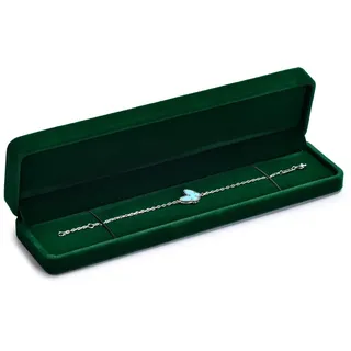 Oirlv Grün Samt Lange Kette Box,Halskette Box für Aufbewahrungs,Geburtstag,Valentinstag Jubiläum,Zähler Schmuckdisplay