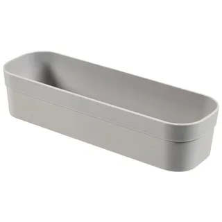 CURVER Schubladen Organizer schmal lang 23 x 8 x 5 cm aus Kunststoff Aufbewahrungsbox grau für Schreibtisch Kommode Küche