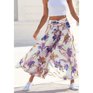 LASCANA Hosenrock "mit extra weitem Bein" mit floralem Druck, Culotte, luftige Sommerhose, Strandhose, creme, flieder, rosé bedruckt