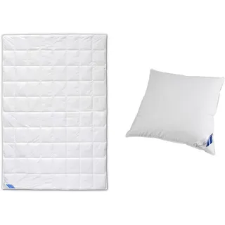 Böhmerwald Komfort Dauneneinziehdecke & Komfort Kopfkissen, 85% Federn / 15% Daunen, Füllgewicht: 1.150 g, Stützkomfort: fest, 1 Stück (1er Pack),Weiß