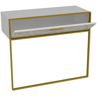 Skye Decor, Polka- Polka SHS, Gold,Weiß, Kommoden, 76,8x90x38,5 cm, 100% Melaminbeschichtete Partikelplatte - Gold, Weiß