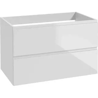 DomoDomo Badezimmerschrank mit Platte 80x50 cm wandhängend weiß glänzend - Weiß