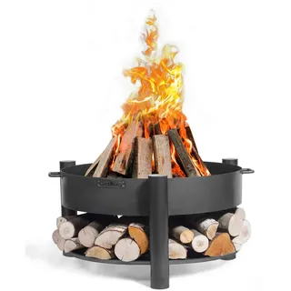 Feuerschale , Schwarz , Metall , rund , 45 cm , Tragegriffe, Ablage für Holz , Freizeit & Co, Herbstartikel & Winterartikel