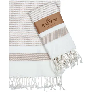 Ruvy Home Basics Türkische Handtücher für Badezimmer, 45,7 x 101,6 cm, Baumwolle und dekorative Badezimmer, Küchentücher, Geschirrtuch, Tee, Yoga, Gesicht, Fitnessstudio, Beige, 2 Stück