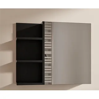 HAJDUK FURNITURE Badspiegelschrank 60x50 cm Schwarz – Spiegelschrank Bad 1 Tür grifflos mit Ablagen links - Schwarz