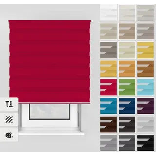 Estika Doppelrollo mit Bohren 85x150 cm Farbe: Himbeermousse, Rollo Deckenmontage und Wandmontage Fenster rollos für innen, Jalousien Fenster, Tür Rollo