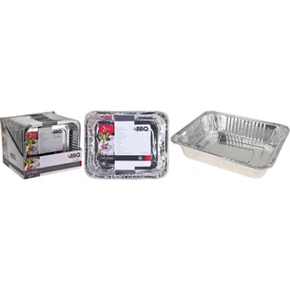 BBQ Collection Grillschalen - 2 Stuck - rechteck - 32 x 26 x 6 cm - Silber