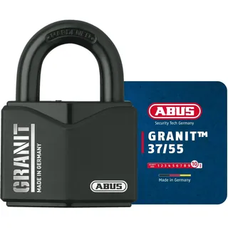 ABUS Granit Vorhängeschloss 37/55 für den Außeneinsatz - aus gehärtetem Spezialstahl - mit Plus Scheibenzylinder - Sicherheitslevel 10