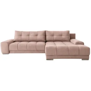 Kaiser Möbel Ecksofa Wave Mit Schlaffunktion, Stoff Soro, Rosa Rechts , Holz , 281x105 cm , Wohnzimmer, Sofas & Couches, Wohnlandschaften, Ecksofas