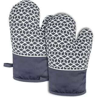 Ofenhandschuhe Hitzebeständig 300°C, Silikon Anti-Rutsch für Kochen Backen Grillen