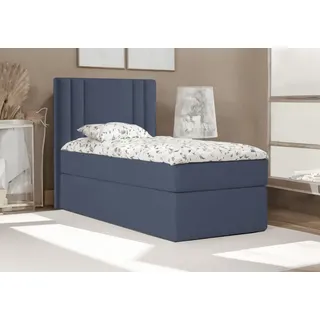 Bett , Boxspringbett , Continentalbett RALI MINI mit Bonell Matratze und Topper , Einzelbett mit Container , H3 ( 100x200 cm , Dunkelblau - Itaka 11 , Topper T25 ) - Dunkelblau