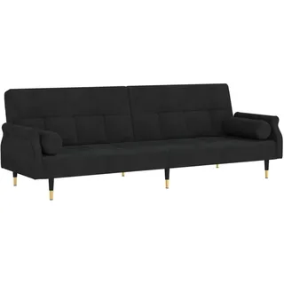 vidaXL Schlafsofa mit Kissen Schwarz Samt