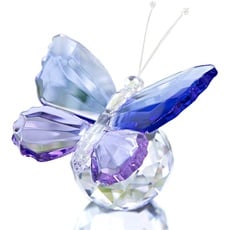 Blauer und lila Kristallschmetterling mit Kugelbasis, Briefbeschwerer aus Glas Tierfigur für Wohnzimmer