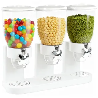 YuLiMirich Cereal Dispenser 2L, Dreifacher Müsli Verteiler für die Arbeitsplatte, Müslispender 3er Set Luftdichte Behälter für Müsli, Reis, Körner, Süßigkeiten, Kaffebohnen