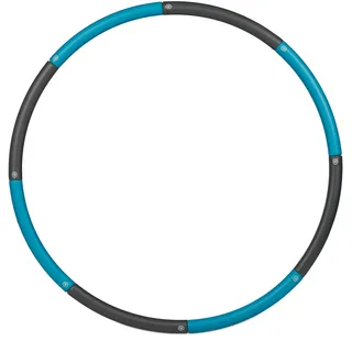 Relaxdays Hula Hoop Reifen, 90cm Ø, Fitnessreifen für Erwachsene, Abnehmen & Bauchtraining, zusammensteckbar, blau/grau