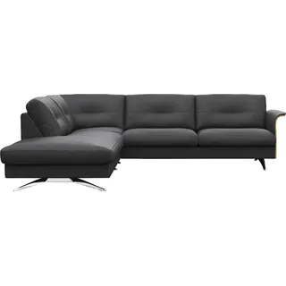 flexlux Ecksofa "Glow, super bequem durch hochwertigem Sitzaufbau mit Federkern, L-Form" Skandinavisches Design, In hochwertiger Verarbeitung, deep schwarz
