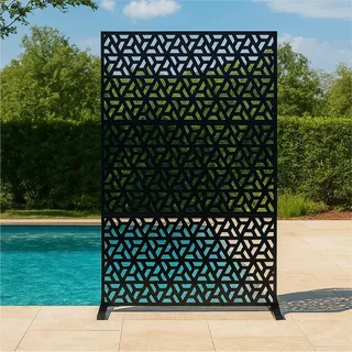 IDEALHOUSE Freistehend Metall Sichtschutzwand Garten-Sichtschutz 120x183cm | Metall Dekorzaun als Raumteiler/Windschutz für Balkon, Terrasse & Garten -Sichtschutz inkl