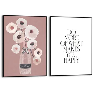 Poster REINDERS "Happiness Flowers", braun (farbe bild(er): braun), B:30cm H:40cm T:1,6cm, Bilder, Poster, Wohnzimmer - Blumen - Pfingstrosen - Braun - MDF - Abstrakt - 30x40 cm