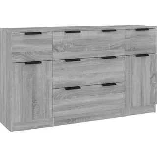 3-tlg. Sideboard-Set Grau Sonoma Holzwerkstoff - Grau
