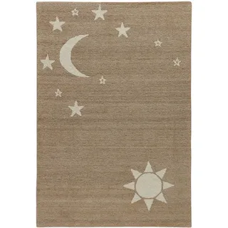 Natur Pur Handtuftteppich Natur Kids - Kindeteppich mit Nachthimmeldesign 80 x 150 cm , Sandfarben , Textil , Stern/Sternzeichen , Rechteckig , 80x150 cm , Care & Fair , antistatisch , Teppiche und Böden, Teppiche, Kinderteppiche