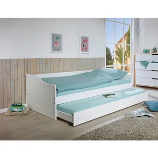 Interlink Kinderbett Ausziehbett 90 x 200 cm Kiefer massiv lackiert weiß