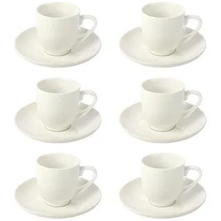 Schramm® Espressotassen Set aus Porzellan 6er Set wählbar in 3 verschiedenen Farben 6 Espresso Tassen mit 6 Untertassen 75ml Espressotassenset Kaffee Tassen Tasse 12-teilig, Farbe:weiss