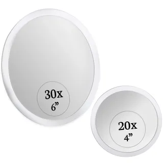 30fach und 20fach Vergrößerungsspiegel mit Saugnapf - Ultrapräziser Kosmetikspiegel für Bad, Magnifying Mirror Set - 30 Fach (15 cm) und 20 Fach (10 cm) Spiegel Set