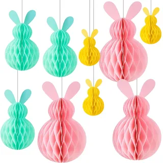 9 PCS Osterhasen Deko in 3 Größen, Wiederverwendbare Deko für Ostern, Osterdeko, Fensterdekoration, Garten und Party, Wabenpapier zum Basteln für Fenster und Tisch