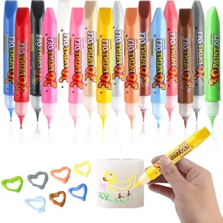 TPTGIAR 16 Stück Wachsstifte für Kerzen, Schnelltrocknender Kerzenstifte, Abwaschbares Kerzen Bemalen Set, Je 10 ml Kerzenmalstifte, Candle Pen für Handgefertigte DIY-dekorationen