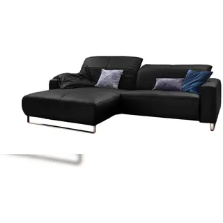 KAWOLA Eckcouch Leder 2-Sitzer Schwarz