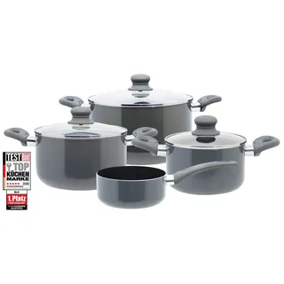 Topf-Set ELO "Rhino Topfset 4-teilig", grau, Töpfe, Topf-Set, Hitzeisolierende Softtouch Griffe