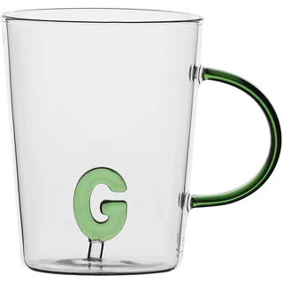 LA PORCELLANA BIANCA - Tasse Buchstabe 'G' aus Borosilikatglas, Fassungsvermögen 400 cc, Kollektion Allalettera
