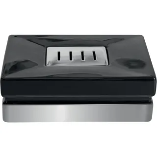 Spirella Seifenschale Steinoptik dekorative Badausstattung Seifenablage Roma Maße: 12 x 8 x 4,5 cm-Schwarz/Silber, Silberfarben, Black