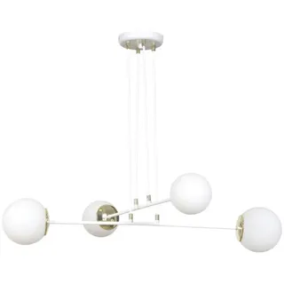 Emibig OGNIS - 4 leichte mehrarmige Pendelleuchte Weiß mit Glasschirm - Weiß