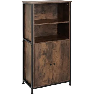 tectake Highboard Doncaster, mit höhenverstellbaren Füßen, 60 x 38 x 125 cm, Industrial Holz dunkel, rustikal , Rostfarben , Holzwerkstoff , Beton Optik , Rechteckig , 60x125x38 cm , Kleinmöbel, Kommoden, Highboards