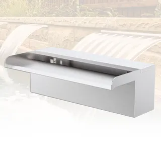 LONGRUNNEW Teich Wasserfallklingen Set, 30 cm Edelstahl Poolfontäne mit Zubehör, Breite 15 cm Auslauf Wasserspiel Wasserfallkaskade für Garten Patio Teichdekoration