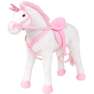 vidaXL Plüschtier Einhorn Stehend Plüsch Weiß und Rosa XXL