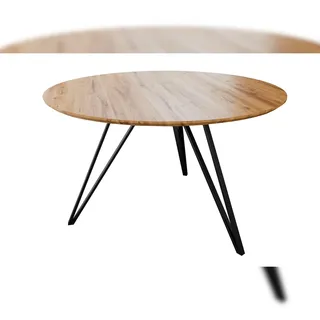 möbelliebling SAM® Runder Esszimmertisch massiv Eiche Schweizer Kante 110 cm Hairpin schwarz DREAM