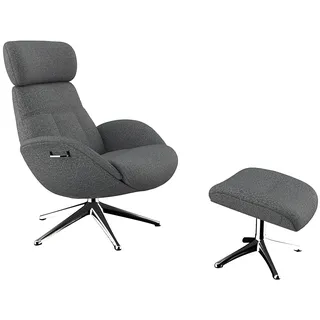 FLEXLUX Relaxsessel »Elegant, Funktionssessel, verstellbarer Rücken- und Kopfstütze« Premium Komfort, Rücken- und Kopfteilverstellung, Drehbar, Fuß Alu, blau