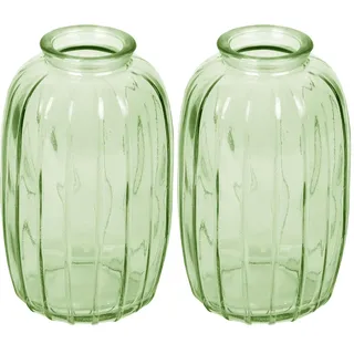 Talking Tables Grüne Glas-Budvase für Blumen, stilvolle Einzelstiel-Vase für Hochzeits-Tischdeko, Fensterbank, Gartenpartys, Sommeressen, Kamindekor & Geschenke, 12 cm, Grün (Packung mit 2)