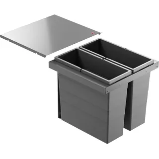 Hailo Abfallsammler Triple XL 450 18/18 Liter für 45 cm Küchenschrank - Dunkelgrau